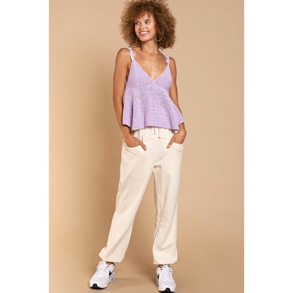 POL Lavender Sleeveless V Neck Knit Babydoll Top - Picture 8 of 11